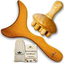 "Maderotherapy Set Wood" - Anticeliulitinis masažas ir limfodrenažinis masažuoklis - kūno masažas skrandžiui, kojoms ir užpakaliukui - pridedama vaizdo instrukcija - MADEROVITA