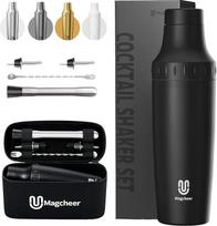 "Magcheer Cocktail Shaker Set" su integruota matavimo skale 900 ml aukščiausios kokybės nerūdijančio plieno šalčiui atsparus dvigubos sienelės barmeno rinkinys Dovanų rinkinys su laikymo dėžute pradedantiesiems ir barmenams (juodas)
