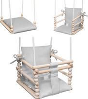 "Mamoi Baby Swing", vaikiškos sūpynės, 3-in-1 sūpynės vaikams + saugos diržas, sūpynės mažyliams, sūpynės sėdynė, sūpynės kūdikiams, medinės, vidaus/ lauko, 100 % ekologiškos, pagamintos ES