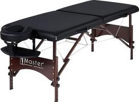 "Master Massage" 71 cm "Argo" mobilusis masažo stalas Sulankstomas masažo stalas Masažo lova Masažo suoliukas Nešiojama grožio lova Riešutmedžio kojos ir krepšys Pakuotė juoda