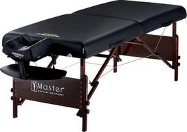 "Master Massage" 76 cm "Del Ray Pro" mobilusis masažo stalas Sulankstomas terapijos grožio kušetės stalo lovos paketas Nešiojamoji grožio lova Prabangios medinės kojos Krepšio krepšys Paketas juodas
