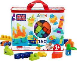 "Mega HHM96 Mega Blocks Deluxe statybinių blokų krepšys, 150 didelių ir spalvingų statybinių blokų su laikymo maišeliu, statybinis žaislas, žaislų dovanų rinkinys vaikams nuo 1 metų