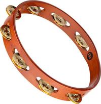 "Meinl Percussion" tradicinis medinis tambūrinas - 1 eilės tambūrinas - skersmuo 10 colių - Siamo ąžuolas / žalvaris, antikinė ruda / natūrali spalva (TA1B-AB)