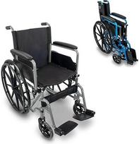 "Mobiclinic", "Marsella" sulankstomas neįgaliųjų vežimėlis, greitai nuimami ratukai paspaudus mygtuką, tvirtas, sėdynės plotis 46 cm, sulankstomos kojos atrama ir porankiai, stabdžių svirtis, 24 colių padangos, skirtas neįgaliesiems