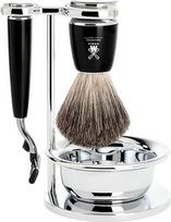 "Mühle Rytmo" serijos skutimosi rinkinys su dubenėlio šeriais Gryno barsuko plauko skutimosi šepetėlis - "Gillette® Mach3 ®" aukštos kokybės derva/juoda
