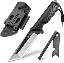 "NedFoss Dragon" lauko peilis su ugniniu plienu, 10,8 cm ilgio peilis, lauko peilis, Tanto peilis su Kydex dėklu, medžioklinis peilis su G10 rankena, idealus peilis diržui, elegantiškas išgyvenimo peilis