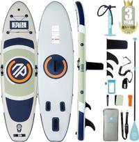 "Niphean Stand Up Paddling Board", 305 cm SUP su pradedančiųjų irklentėmis, balansavimo sparnais ir patvariais priedais, pripučiamos irklentės suaugusiesiems, daugiafunkcinė jogos irklentė