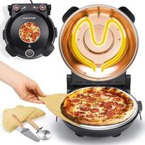 "NutriChef" elektrinė picų kepimo krosnelė su 30 cm akmeniu, picų kepimo įrenginys iki 426 °C, 1200 W, su stebėjimo langeliu, viršutinio ir apatinio kaitinimo ir temperatūros reguliavimu, nuimama plokštė su įrankiais, juoda