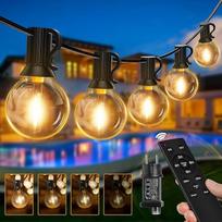 "Ollny" LED pasakų žibintai lauke 30 m Dimmable pasakų žibintai lauko galia G40 lemputės su nuotolinio valdymo pulteliu 3 režimai 4 laikmatis Vandeniui atsparus sodas balkonas šalis Patio (šiltai balta ES kištukas)