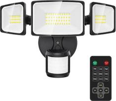 "Onforu" LED prožektorius su judesio jutikliu lauke su nuotolinio valdymo pulteliu 55 W, 5500 LM LED lauko prožektorius, 6500 K prožektorius su judesio jutikliu, IP65 vandeniui atsparus garažui, sodui, kiemui, sporto aikštynui