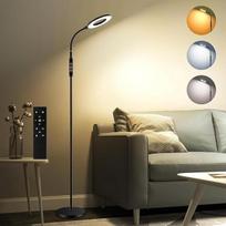 "Oraymin" LED grindų lempa, 12 W, LED skaitymo lempa su nuotolinio valdymo pulteliu, 1 val. laikmatis ir atminties funkcija, 360° reguliuojama grindų lempa su 3 spalvų temperatūromis, grindų lempos miegamajam, biurui