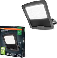 "Osram ENDURA FLOOD PC" 100 W LED prožektorius, 4000 K šaltos baltos spalvos, 12000 liumenų, IP65 prožektorius, perdirbtas aliuminis, 120 lm/W efektyvumas, pilkas, 230 V