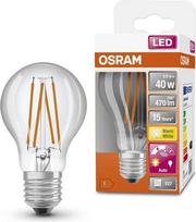 "Osram Star+" 4 vnt. dienos šviesos jutiklio LED lempos su E27 cokoliu, skirtos šiltos baltos spalvos (2700K) 470 liumenų, pakeičiančios tradicines 40 W lemputes, netemdomos