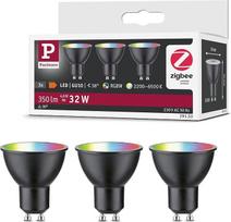 "Paulmann 29153 Standard 230 V Smart Home Zigbee LED Reflector GU10 3 x 350 lm 3 x 4,8 W RGBW+ Dimmable Black Matt lemputė