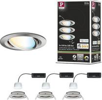 "Paulmann Nova Coin" 92441 LED įleidžiamas šviestuvas apvalus 84 mm 50° derinamas baltas 3 x 6 W 3 x 530 lm 230 V šlifuotas geležies liejimo aliuminis