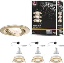 "Paulmann Nova Plus 92408" LED įleidžiamas šviestuvas IP65 apvalus 93 mm 30° GU10 3x6W 3x460lm 230V Dimmable 2700K Gold Matt