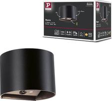 "Paulmann Nyora" 71284 LED sieninis šviestuvas su akumuliatoriumi ir judesio jutikliu (HF) IP44 3000K 135 x 120 mm 2 x 1 W / 1 W Juoda