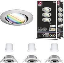 "Paulmann" 92467 LED įleidžiamosios lemputės pagrindas "Smart Home Zigbee" bazinis rinkinys Pasukamas apvalus 230 V 3 x 4,9 W 3 x 420 lm Dimmable 90 mm Brushed Iron Metal RGBW+