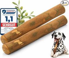 "PetLove" alyvuogių mediena šunims su lašišų aliejumi, kramtomosios lazdelės šunims, impregnuota kramtomoji lazdelė, ilga veikla, dantų priežiūra ir kramtymo malonumas, S dydis, 60-99 g, šuniukams, 2 vnt.