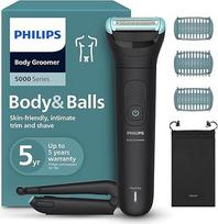 "Philips Bodygroom 5000" vyrams - su trigubos apsaugos skutimosi sistema, elektriniu skustuvu ir skutimosi intymioje srityje funkcija, atlenkiamas nugaros priedas, 100 % atsparus dušui, veikia 100 minučių, modelis BG5480/15