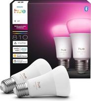 "Philips Hue White & Color Ambiance" E27 LED lemputė, 810 lm, 16 milijonų spalvų, reguliuojamas šviesos diodų apšvietimas, lemputė valdoma programėle ir balsu, suderinama su "Amazon Alexa", 2 vnt., naujos kartos