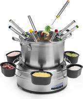 "Princess Family Fondue" rinkinys - 800 W, 1,2 l talpa, termostatas, nerūdijantis plienas, dvigubas pagrindas, 8 "Fondue" šakutės, 6 dubenėliai, sidabrinis, 172680 01.172680.01.001, nerūdijantis plienas, sidabrinis