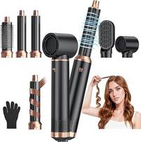 "Pro Air Brush 5-in-1 Hair Styler" karšto oro šepetys 5-in-1 "Atopskins Airbrush 5-in-1 Air Styler" rinkinys, plaukų džiovintuvo šepečių rinkinys su 30 mm oro srauto garbanojimo žnyplėmis 1000 W plaukų džiovintuvas, apvalus šepetys plaukų džiovintuvas, do