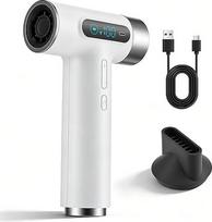 "Pro Battery Travel Hair Dryer" 27000 mAh - belaidis plaukų džiovintuvas su 100 temperatūrų ir greičių - nešiojamas plaukų džiovintuvas su skaitmeniniu ekranu, skirtas stovyklavimui, kelionėms, viešbučiams - baltas