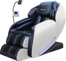 "Real Relax 2026" masažinis krėslas, viso kūno, nulinės gravitacijos, "Zero Gravity SL-Track Shiatsu" masažinis krėslas su telefono valdikliu ir laikikliu, vaiko užraktu, pauzės mygtuku ir LED apšvietimu, "Favor-06", mėlyna/balta