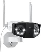 "Reolink" 4K "Wi-Fi" lauko stebėjimo kamera su dviem objektyvais, 180° itin plačiu kampu, asmens, transporto priemonės ir gyvūnėlio aptikimo funkcija, 2,4/5 GHz "Wi-Fi 6", spalvotas naktinis matymas, dvipusis garsas, "Duo 2 WiFi