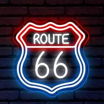 "Route 66" neoninis ženklas, LED žibintai, sienų dekoras, USB ženklai, reguliuojamas ryškumas, akrilo neoniniai žibintai, tinka klubo apdailai, biurui, barams, pramogų kambariui, menui, žmogaus urvui