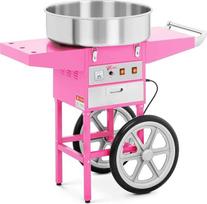 "Royal Catering" RCZC-1200-W cukraus vatos aparatas su vežimėliu (skersmuo 52 cm, 1200 W, 1 vienetas / 60 sekundžių, su priedais) Rožinis