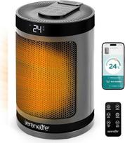"SereneLife" šildytuvas, taupantis energiją, 1500 W elektrinis šildytuvas, tylus, su termostatu, "Wi-Fi" programėle, nuotoliniu valdymu, laikmačiu ir apsauga nuo perkaitimo, apsauga nuo pakrypimo, skirtas vonios kambariui, miegamajam ir biurui, pilkas