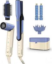 "Shark Glam Multistyler" plaukų džiovintuvas ir plaukų džiovintuvas tiesiems plaukams, bangoms ir garbanoms su keramine šilumos kontrolės sistema, blizgesio fiksavimo technologija ir plaukų formavimo priedais, įskaitant "Silki", "Glossi".