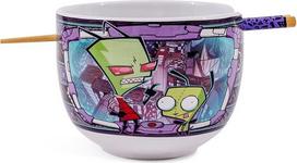 "Silver Buffalo Invader Zim" ir GIR keraminių "Ramen" indų rinkinys su dubenėliu makaronams ir medinėmis lazdelėmis, 20 uncijų