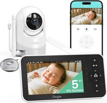 "Simyke" vaizdo monitorius su kamera ir garsu, 5 colių ekranas, 720P, be "WiFi" ar nemokamos programėlės režimo, pasukimo, pakreipimo ir priartinimo, lopšinės, maitinimo priminimas, naktinis matymas, VOX/ECO, 2
