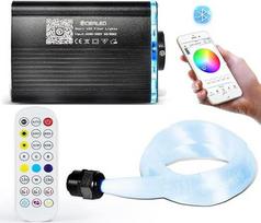 "Smart App Controlled" LED šviesolaidžio optinio pluošto žvaigždėto dangaus žibintai su RF nuotolinio valdymo pultu, "Bluetooth" RGBW šviesolaidžio optinio pluošto žibintų rinkinys su 200 vienetų 2 m 0,75 mm šviesolaidžio kabelio muzikos šviesos varikliu