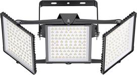 "SOLLA" 900 W 2025 Plus Upgrade LED lauko prožektorius, 90000 LM 6000 K baltos dienos šviesos IP66 atsparus vandeniui, stadiono apšvietimas, 3 galvutės, reguliuojamas lauko apsaugos apšvietimas kiemams, terasoms