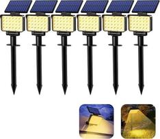 "Solpex" saulės žibintai lauke, 6 24 LED saulės žibintai lauke, atsparūs vandeniui, IP65, šiltai baltos spalvos saulės sodo žibintai lauke, 3 ryškumo saulės prožektoriai lauke, skirti sodui, keliui, kiemui