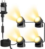 "SoulBay" tvenkinio apšvietimas, 4 povandeninės LED lemputės su laikmačiu, IP68 vandeniui atsparus LED povandeninis baseino apšvietimas, tvenkinio apšvietimas tvenkiniui, baseinui, kiemui, sodui, fontanui, vidaus, lauko apdailai