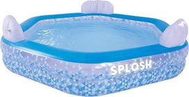 "Splosh" pripučiamas šeimyninis baseinas su sėdynėmis vaikams ir suaugusiesiems, didelis šešiakampis baseinas 7 pėdų x 7 pėdų, lengvai pripučiamas vaikų baseinas sode