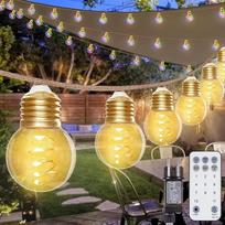 "StarryEver" 9 m LED pasakų žibintai lauko galia, derliaus šiltos baltos spalvos ir spalvingi pasakų žibintai, valdomi nuotolinio valdymo pulteliu, 30 G45 nedūžtančių lempučių apšvietimo pasakų žibintai lauko sodui