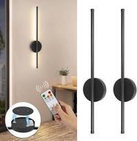 "TaoFiaCo" 60 cm LED sieninis šviestuvas su baterija juodas - sieninis šviestuvas su nuotolinio valdymo pulteliu, 3 spalvų temperatūros reguliuojamas - LED baterijų sieninis belaidis šviestuvas svetainei, miegamajam, valgomajam, 2 vnt.