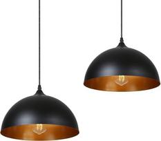 "Tomshine" pakabinamas šviestuvas, 2 x "Retro" pakabinamas šviestuvas, metalinis pramoninis derliaus LED pakabinamas šviestuvas, skersmuo 30 cm, juodas