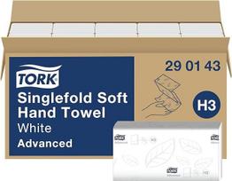 "Tork Soft Zigzag" popieriniai rankšluosčiai Advanced 290143 - H3 sulankstomi rankšluosčiai popierinių rankšluosčių dozatoriui - įgeriantys ir atsparūs plyšimui 2 sluoksnių balti - 15 x 250 rankšluosčių