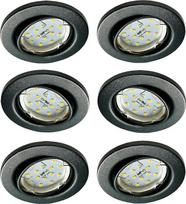 "Trango" 6 6729-061MO LED įleidžiamųjų taškinių šviestuvų rinkinys, antracito matinis pasukamas, įskaitant 6x 5 W 3000K šiltai baltos spalvos itin plokščius LED modulius įleidžiamieji taškiniai šviestuvai Lubų šviestuvas Vonios kambario šviestuvas Lubų šv