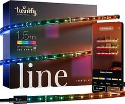 "Twinkly Line Starter Kit" - RGB LED šviesos diodų juostos, savaime šviečiančios ir magnetinės - App-gesteuerte Innenraumdekoration - Schwarz, 1,5 m