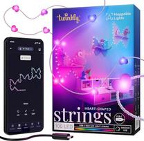 "Twinkly Strings" USB-C "Hearts" 100 LED, širdies formos LED pasakų žibintai, RGB LED žibintai, įvairiaspalviai, Valentino dienos žibintai, suderinami su "Alexa" ir "Google Home", USB-C, skaidrus kabelis, 6 m