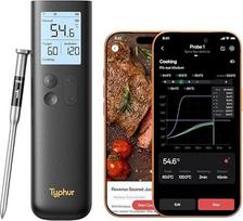 "Typhur Sync Gold" belaidis mėsos termometras Gen2 10x Sub-1G signalo stiprumo ir stabilumo "WiFi" su neribotu diapazonu 6 jutikliai, skirti griliui, orkaitei, rūkyklai, kepsninei, karšto oro keptuvei