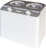 "Unold Doppio Bianco 48830" ledų gaminimo aparatas, ledų gaminimo aparatas su kompresoriumi ir 2 ledo talpyklomis (po 1,2 l kiekvienoje talpykloje), atskirai paruošiamas kremas maždaug per 30 minučių, 250 W, baltos spalvos